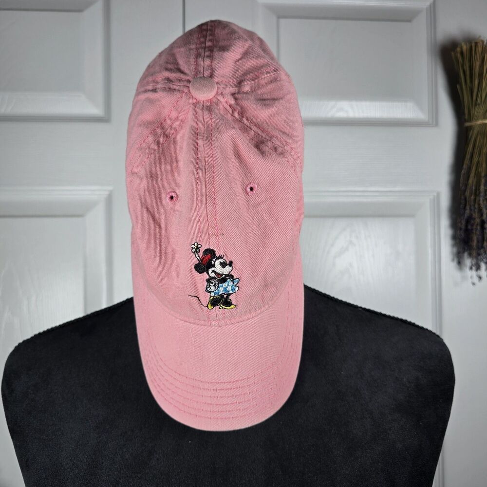 Disney Minnie Mouse Embroidered Womens Small Pink Baseball Cap StrapBack